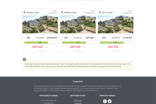 Crowd funding platform for property developments